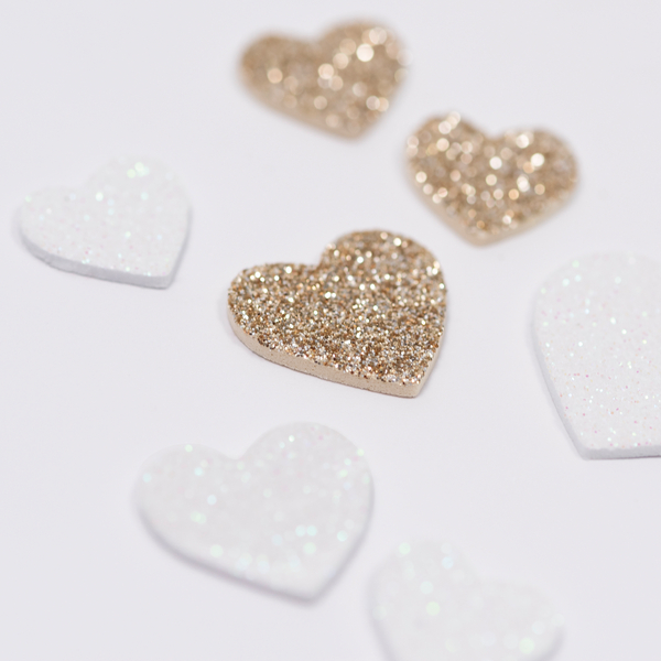 Glitter-Sticker Herzen, gold & silber