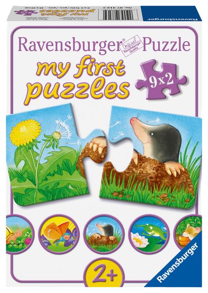 RAVENSBURGER My first Puzzle: Tiere im Garten, 9 Puzzle mit 2 Teilen, ab 2 Jahre