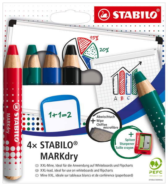 STABILO MARKdry, Flipchartmarker, 4er Set