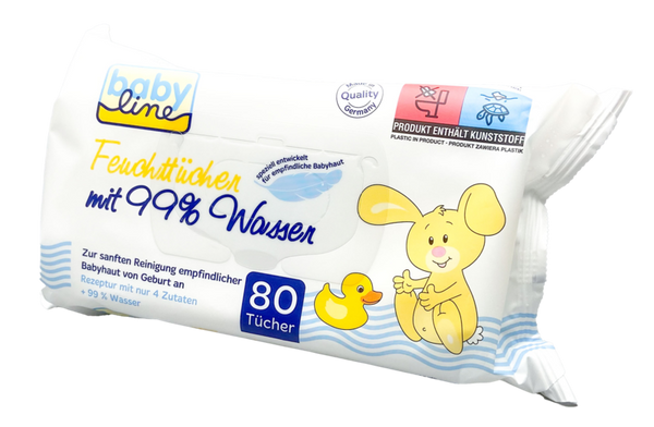 Feuchttücher Babyline 99% Wasser, Vorratspack (4 Kartons)