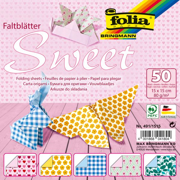 Faltblätter Sweet, 15x15 cm, 50 Blatt