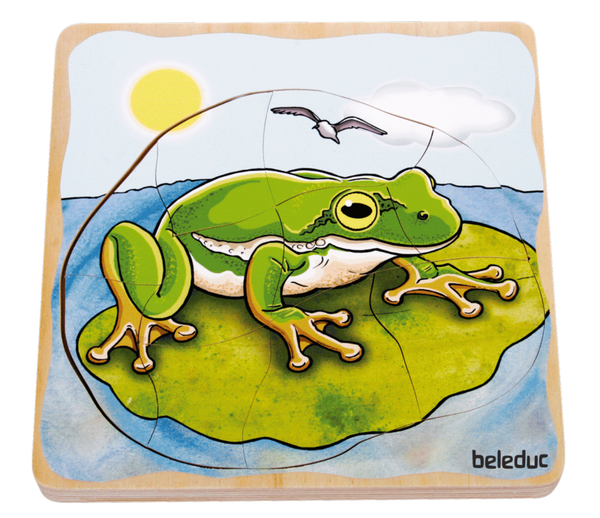 5-Lagenpuzzle Frosch, Holz, 28 Teile, ab 4 Jahre