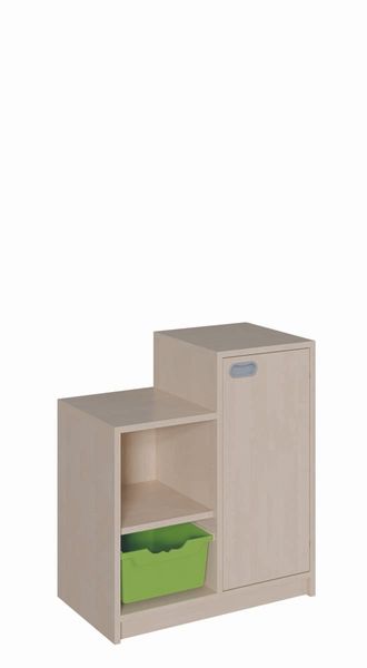 SideStep 1 Boxenregal, 1 Schrank mit Tür, Hohe Seite links, Breite 70,5 cm Höhe 60/80 cm