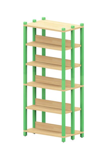 BasicPlus Bücherregal, 80 cm breit, mittig mit Aufkantung, doppelseitig, mit 3 feste Böden und 3 Einlegeböden