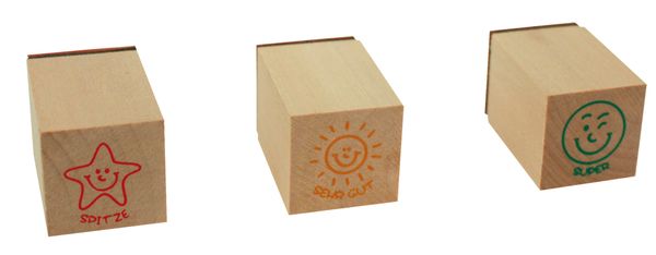 Holz Lehrer-Stempel Set, 6-fach sortiert