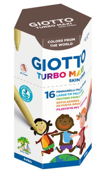 GIOTTO Fasermaler, Turbo Maxi, Skin Tones, 16 Stifte