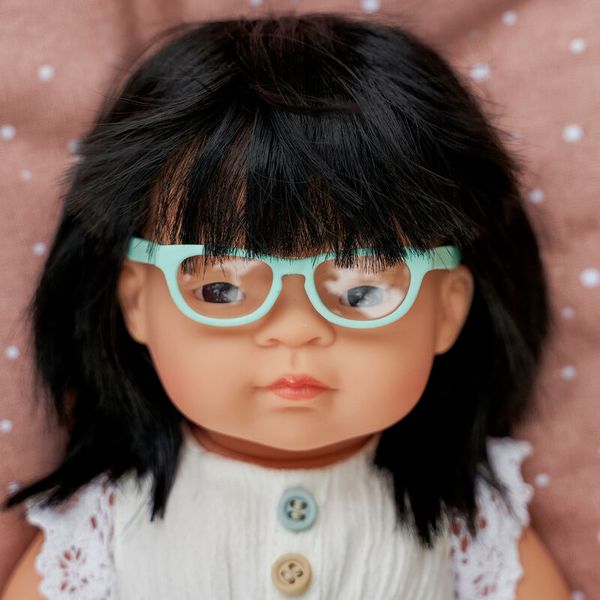 Puppe Mädchen mit Brille - 38 cm