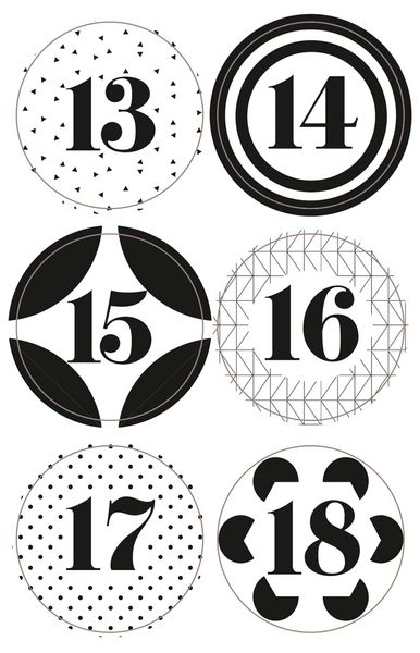 Rund-Sticker-Set für Adventskalender, 3x24 Stück
