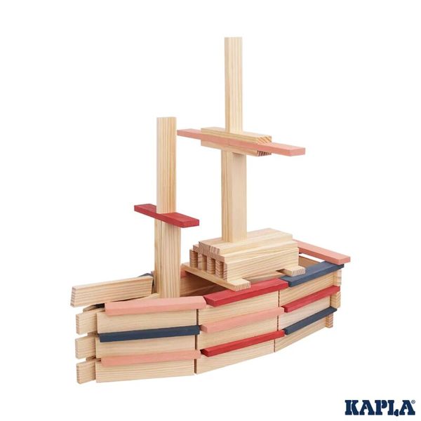 KAPLA 120er Bausteine Box - Natur, Rosa, Rot, Dunkelblau