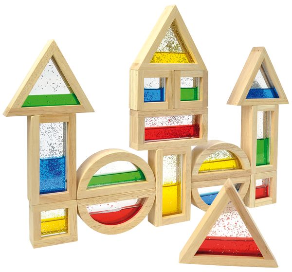 Blocks mit Glitter, Holz + Acryl + Glitter, 16 Teile