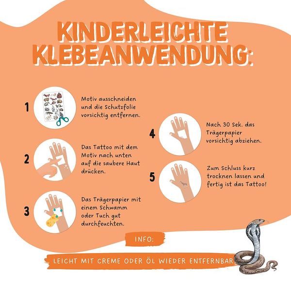 100 Kindertattoos zum Aufkleben – Tiere der Welt