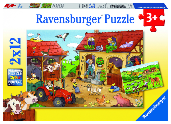 RAVENSBURGER Puzzle Fleißig auf dem Bauernhof, 2 x 12 Teile, ab 3 Jahre