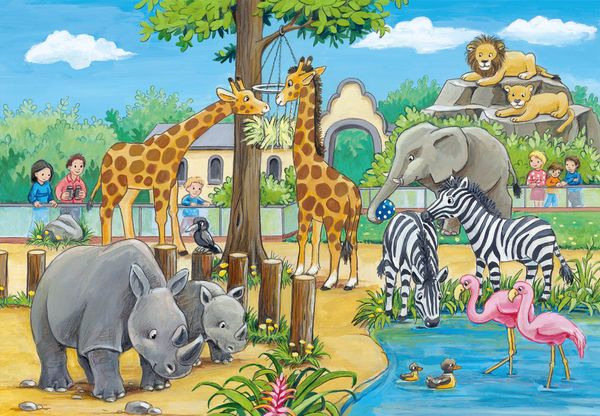 RAVENSBURGER Puzzle Willkommen im Zoo, 2 x 24 Teile, ab 4 Jahre