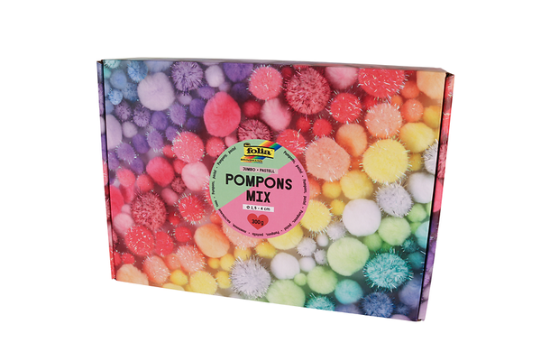 Pompons Mix pastell, Ø 1,5-4 cm, 1050 Stück Großpackung