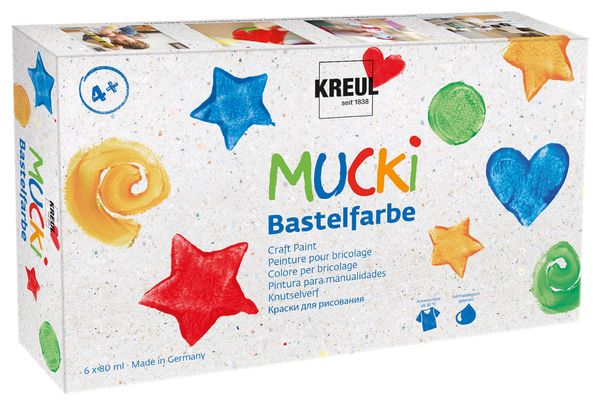 MUCKI Bastelfarbe, 6er Set à 80 ml