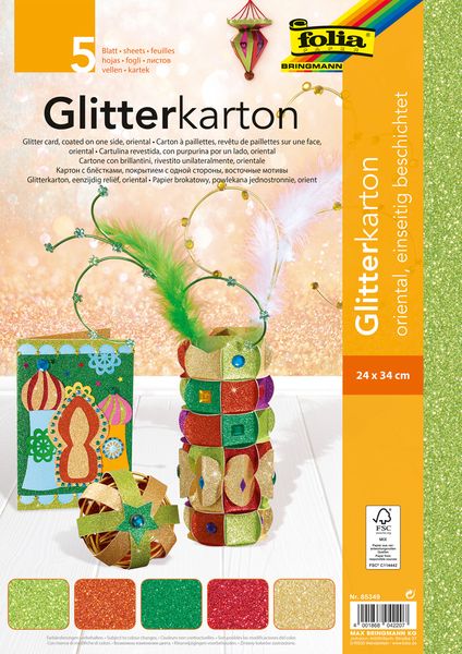 Glitterkarton Oriental, 24 x 34 cm, 5 Bogen