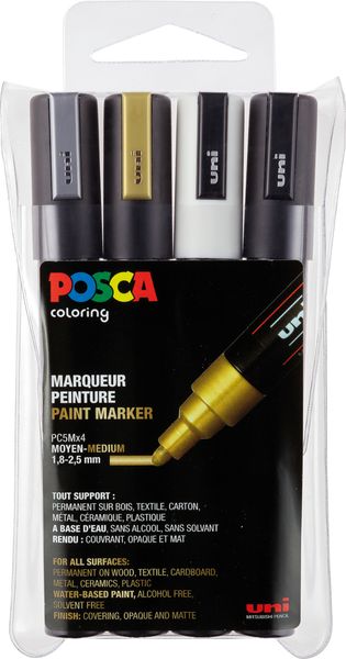 POSCA Stifte 4er Etui-Metallic, mittelfein