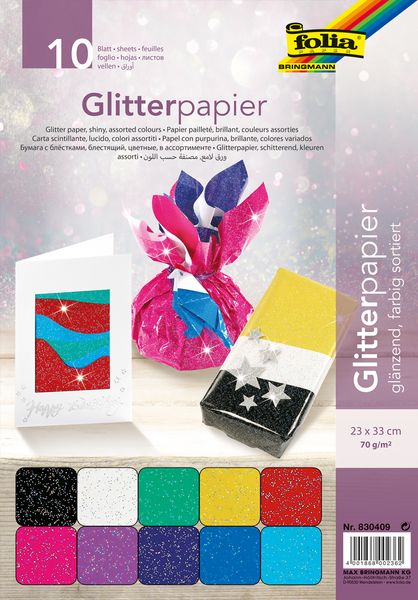 Glitterpapier, 23x33 cm, 10 Blatt