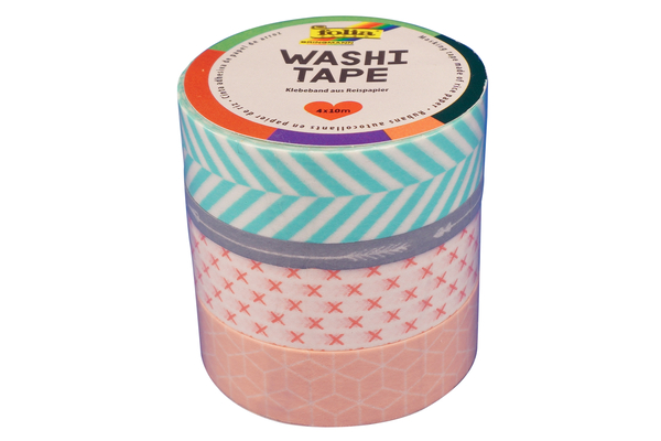 Washi Tape, Geometrisch, 4x10m, 4 Rollen