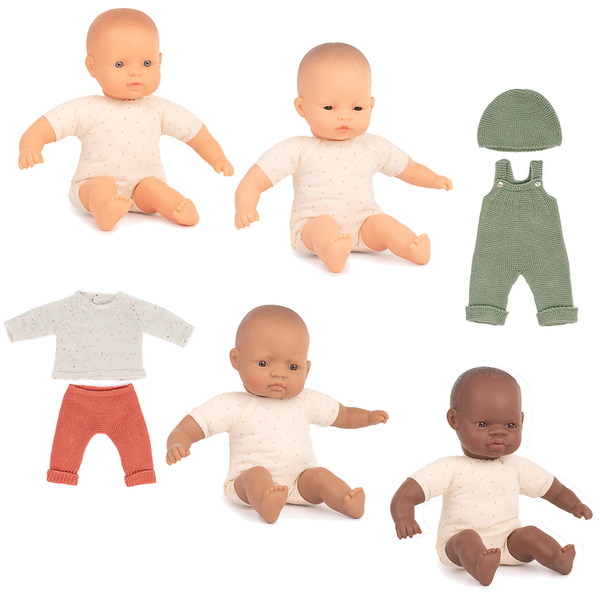 Weichkörper-Baby-Puppen-Set inkl. Kleidung, 32 cm, 8-tlg.