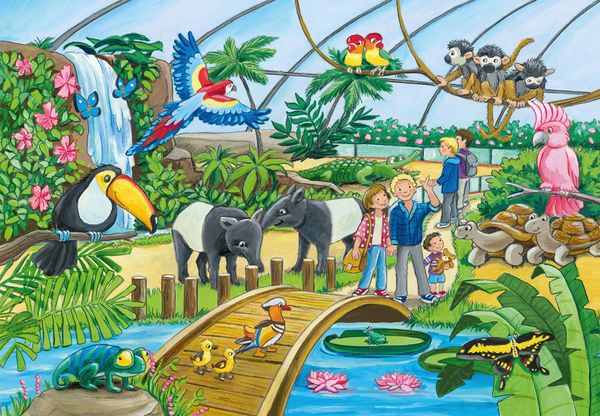 RAVENSBURGER Puzzle Willkommen im Zoo, 2 x 24 Teile, ab 4 Jahre