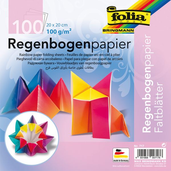 Regenbogenfaltblätter, 20x20 cm, 100 Blatt