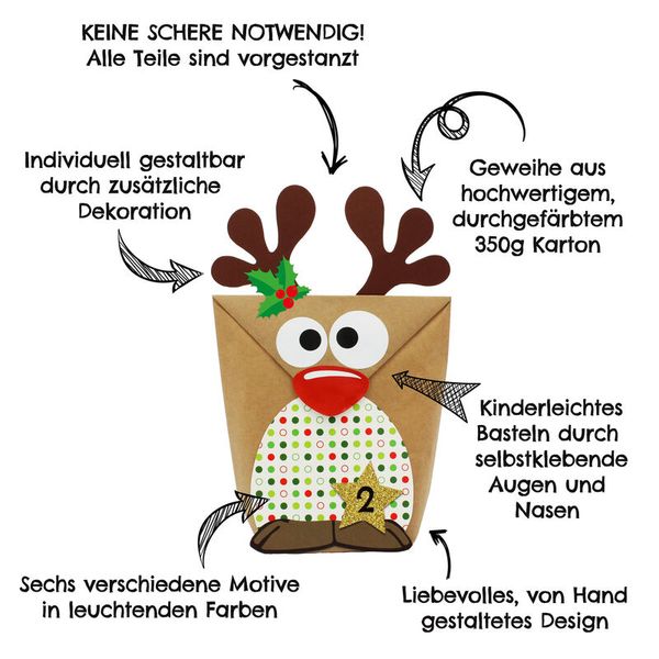 Geschenktüte "Rentier", 24 Sets