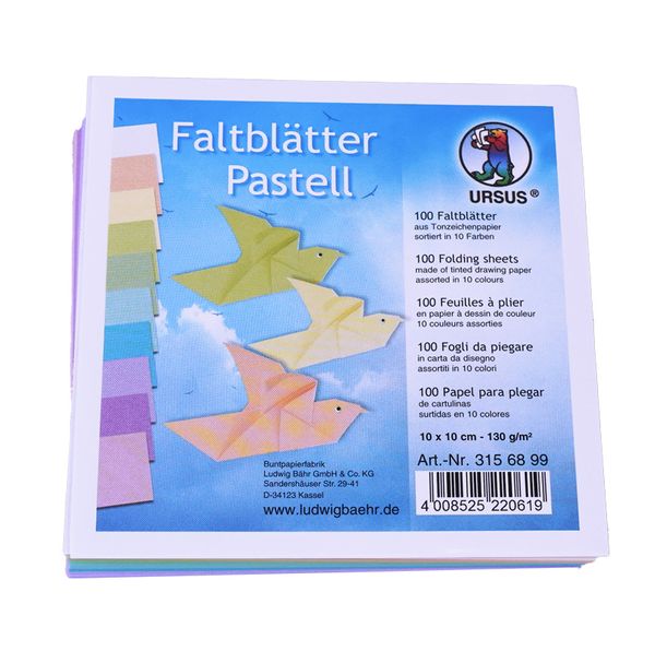 Faltblätter pastell, 10x10 cm, 130 g/m², 100 Stück