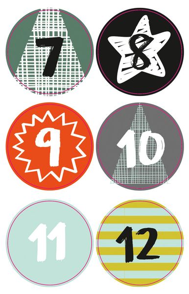 Rund-Sticker-Set für Adventskalender, 3x24 Stück
