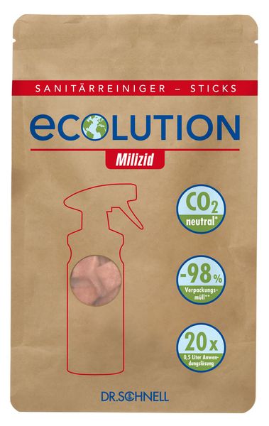 Ecolution Milizid pulverförmiger Sanitärreiniger & Kalklöser (Dr. Schnell), 20 Sticks