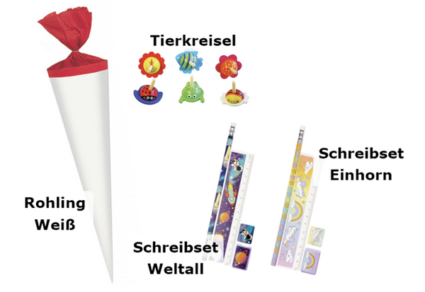 Geschwister-Schultüten-Set 1 inkl. Geschenkartikel, 4 Sets