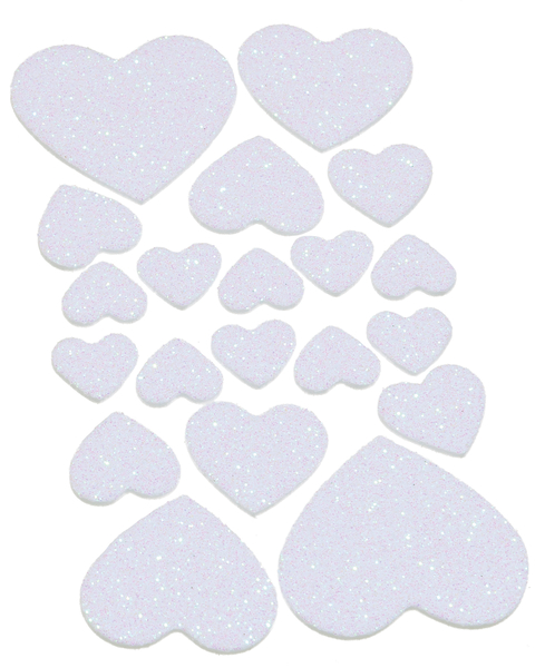 Glitter-Sticker Herzen, gold & silber