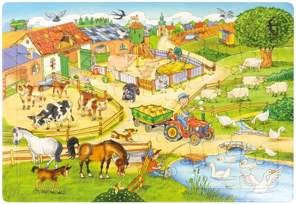 Puzzle Bauernhof, 35 Teile aus Karton, ab 3 Jahre