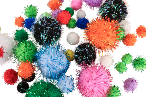 Pompons Mix glitzer, Ø 1,5-4 cm, 1050 Stück Großpackung