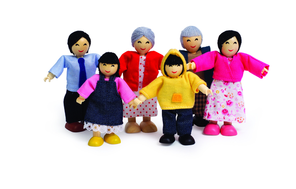 HAPE Puppenfamilie – 6 Biegepuppen asiatisch, 9-11 cm