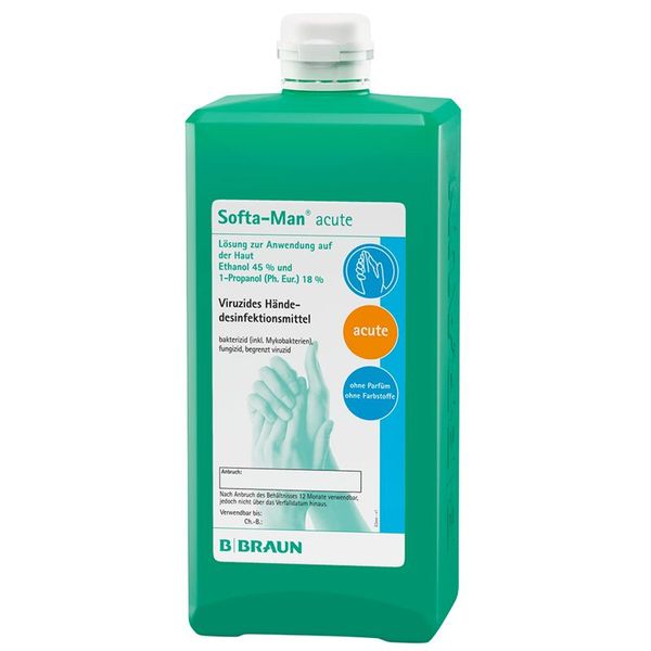 B. Braun Softa-Man® acute Händedesinfektion, RKI u. VAH zertifiziert, 1000ml