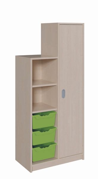 SideStep 1 Boxenregal, 1 Schrank mit Tür, Hohe Seite links, Breite 70,5 cm Höhe 120/160 cm