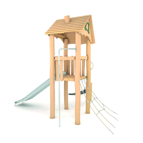 Spielturm mit Rutsche und Feuerwehrstange, Robinia