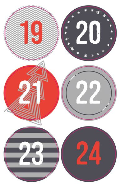 Rund-Sticker-Set für Adventskalender, 3x24 Stück
