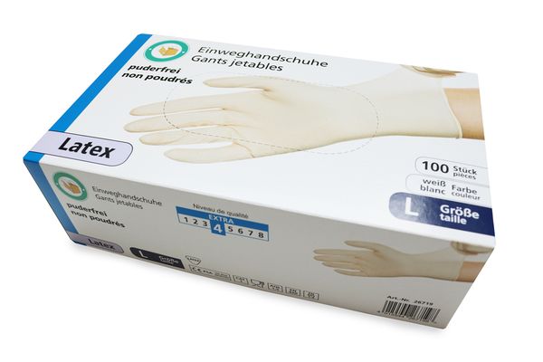 Handschuhe Latex, puderfrei, Gr. L, 100 Stk.