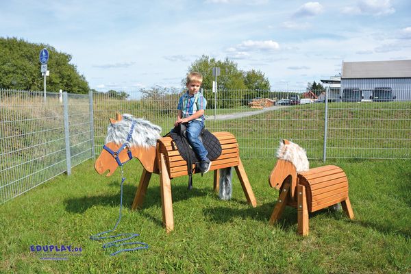 Holzpferd 50 oder 80 cm mit Sattel/Steigbügel/Halfter