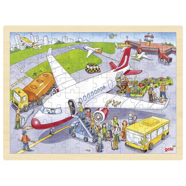 GOKI Einlegepuzzle Flughafen, Holz, 96 Teile, ab 3 Jahre