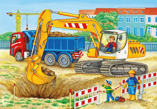 RAVENSBURGER Puzzle Baustelle und Bauernhof, 2 x 12 Teile, ab 3 Jahre