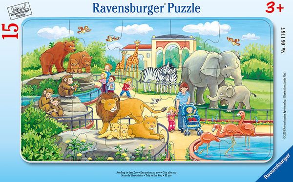 RAVENSBURGER Rahmenpuzzle Ausflug in den Zoo, 15 Teile, ab 3 Jahre