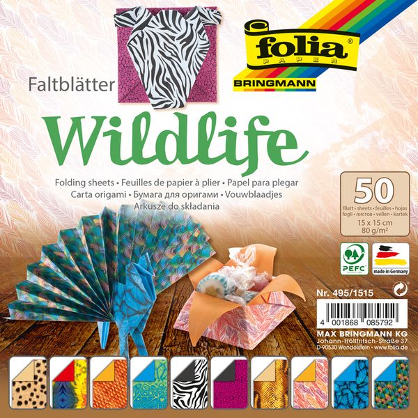 Faltblätter Wildlife, 15x15 cm, 50 Blatt