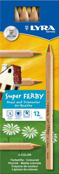 LYRA Super FERBY - Natur - 12 Buntstifte - 4-farbige Mine